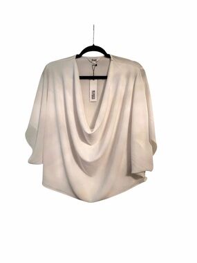 Steve Madden White Draped Cowl Neck Blouse